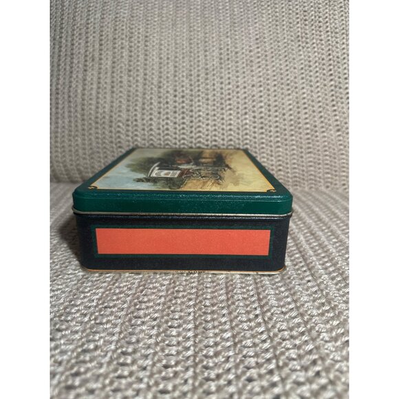 Vintage White Oak Market Tin Storage Box Nostalgic Horse Drawn Wagon Decor - Picture 3 of 10